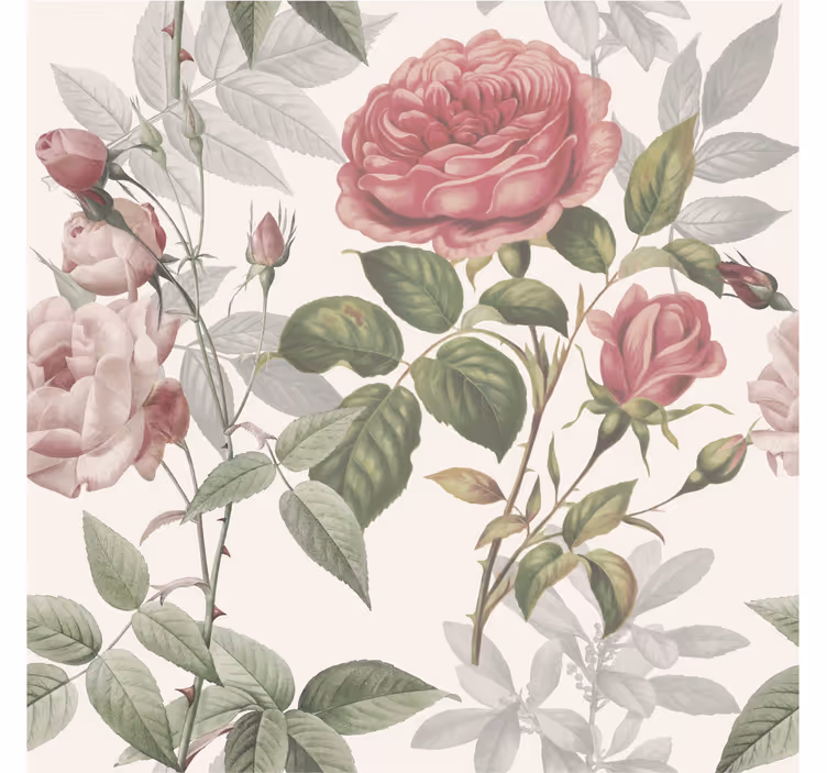 Blumentapete mit rosenmuster - TenStickers