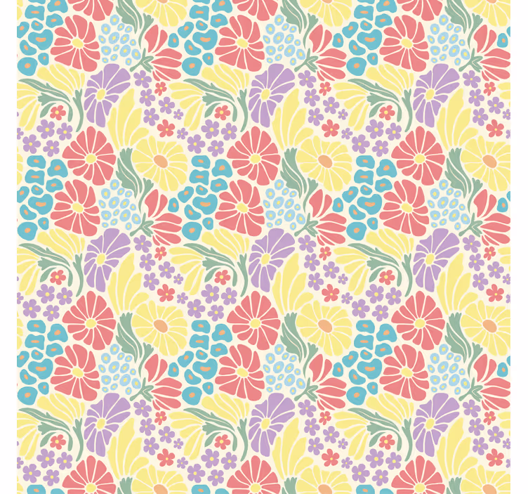 Blumentapete mit pastellfarbenen blumen - TenStickers