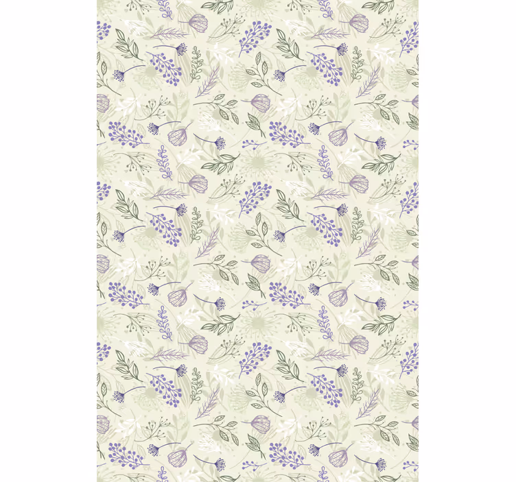 Blumentapete lila blumen auf grünem hintergrund - TenStickers