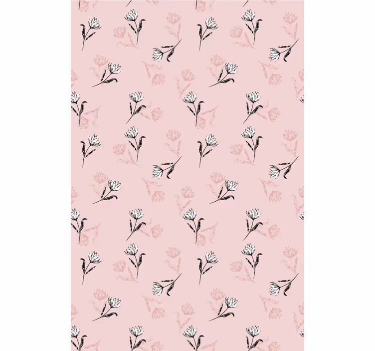 Blumentapete weiße lilien auf rosa hintergrund - TenStickers