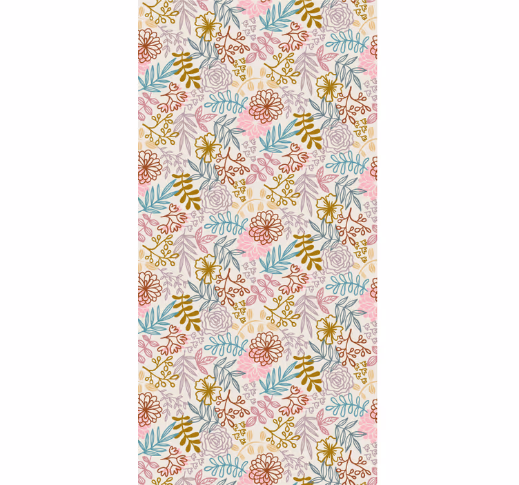 Blumentapete mit mehrfarbigem linienmuster - TenStickers