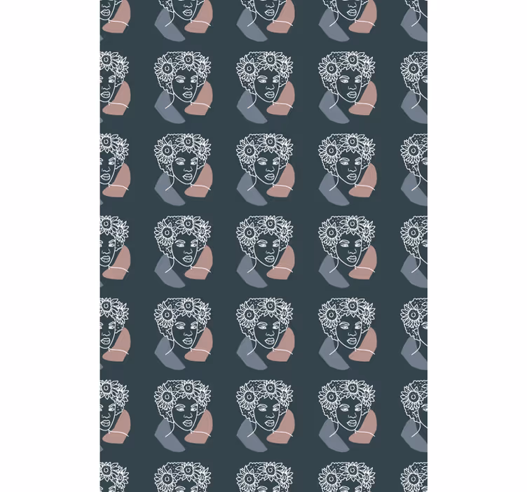 Blumentapete minimalistischer sonnenblume mit frau - TenStickers