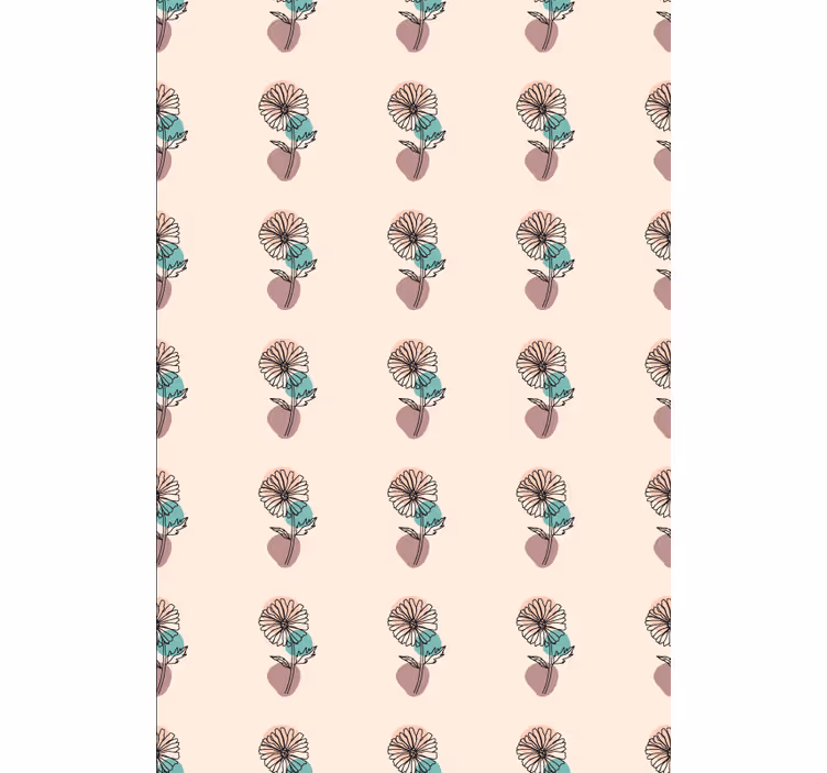 Tapete florale ornamente mit gänseblümchen linienkunst - TenStickers