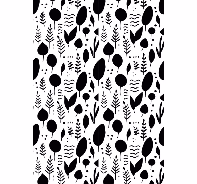 Tapete florale ornamente in schwarz-weiß naturmotiven - TenStickers