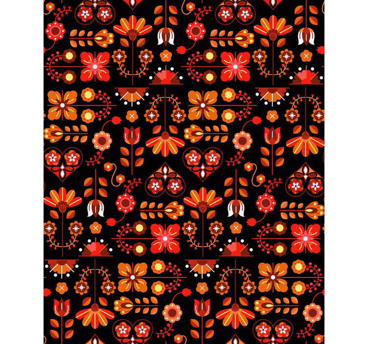 Tapete florale ornamente rote ethnische muster - TenStickers