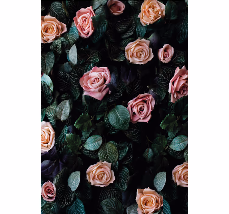 Tapete florale ornamente rote rosenblüten - TenStickers
