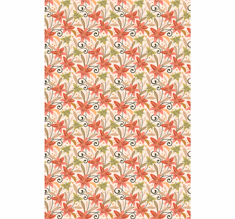 Tapete florale ornamente mit buntem vintage-lilienmuster - TenStickers