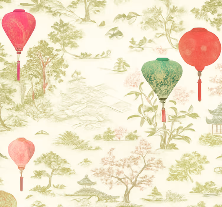 Tapete schlafzimmer orientalische chinoiserie landschaft - TenStickers