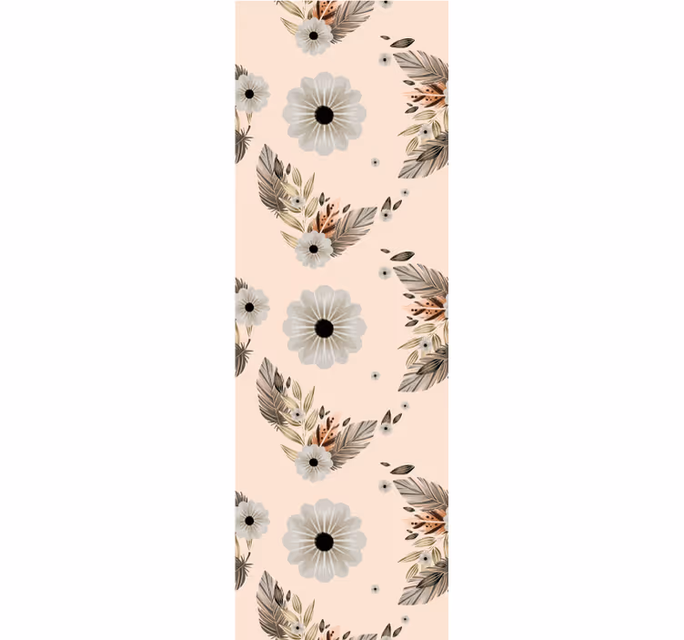 Tapete schlafzimmer mit pinken und schwarzen pastellblumen - TenStickers