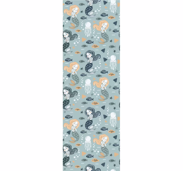 Tapete schlafzimmer mit blauem zaubermeerjungfrauenmuster - TenStickers