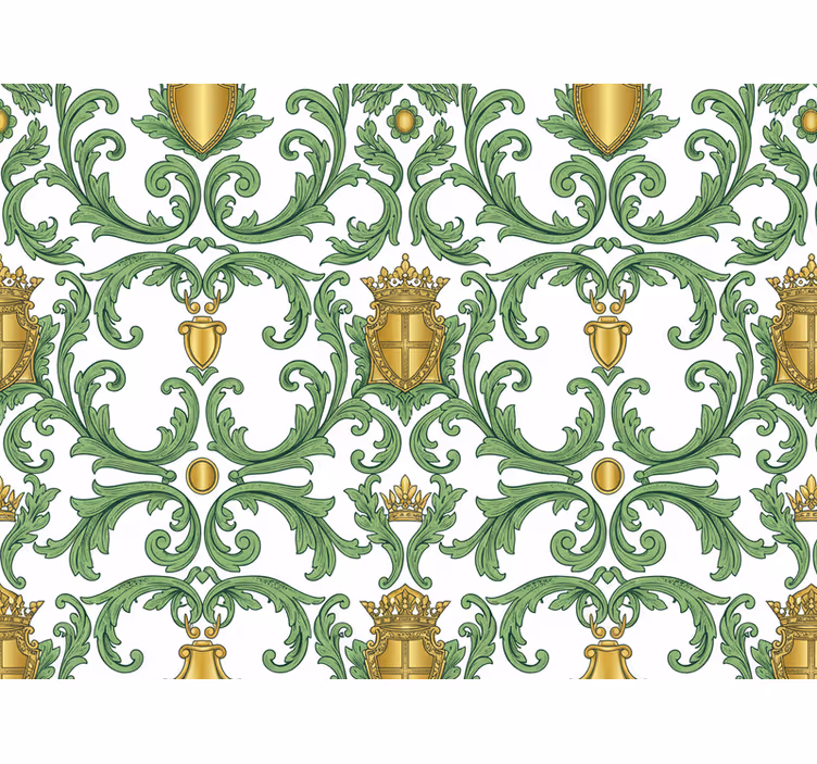 Tapete barock ornamental grün und gold - TenStickers
