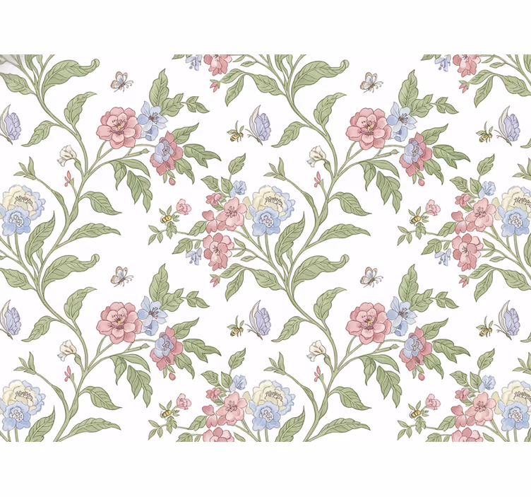 Blumentapete landhausstil hell (b0b941vk6h) - TenStickers
