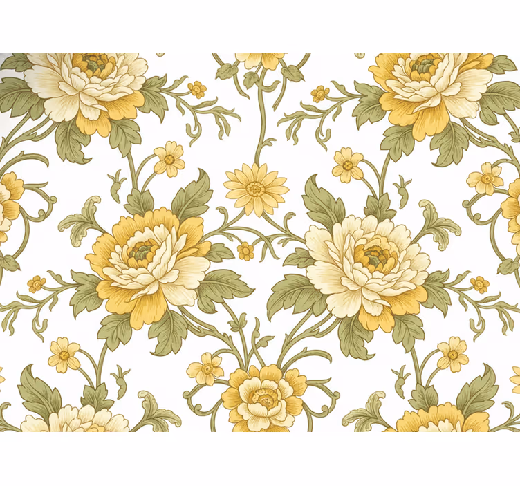 Tapete klassisch im vintage design mit gelben blumen - TenStickers