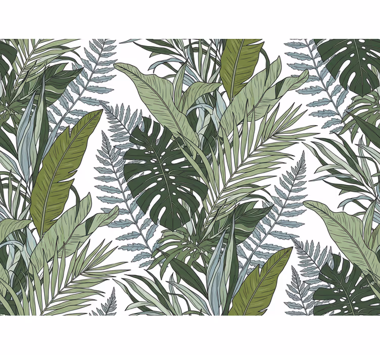 Blumentapete exotische blätter symphonie - TenStickers