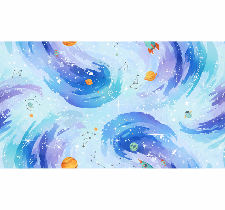 Tapete kinderzimmer im galaxie stil hellblau - TenStickers