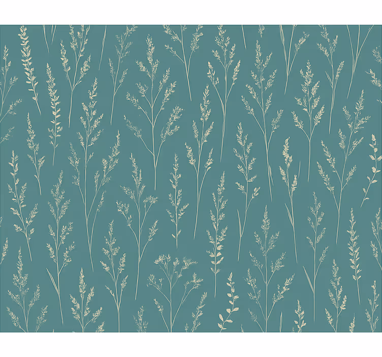 Blumentapete in sanftem teal wiesenmuster - TenStickers