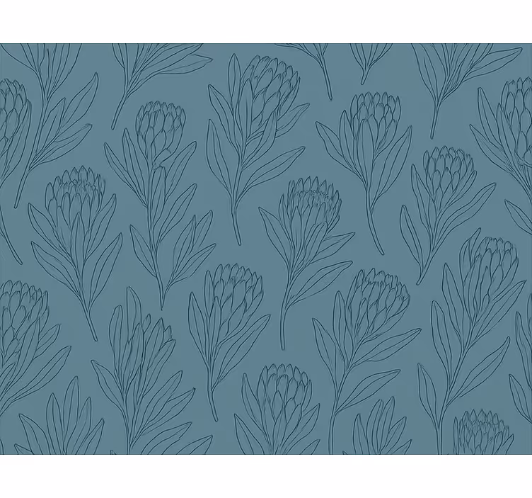 Blumentapete in sanften tealfarbenen blumen - TenStickers