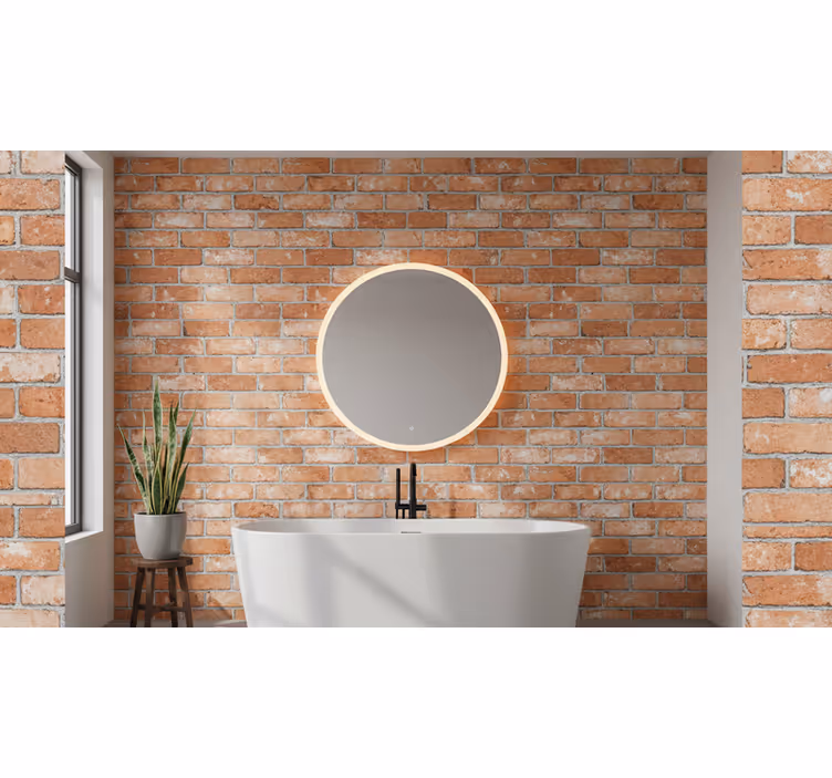 Steintapete kalte orange ziegel (b07g3m33mr) - TenStickers