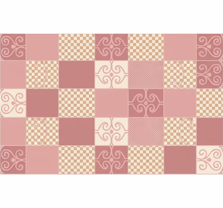 Geometrische tapete im vintage-karomuster rosa - TenStickers