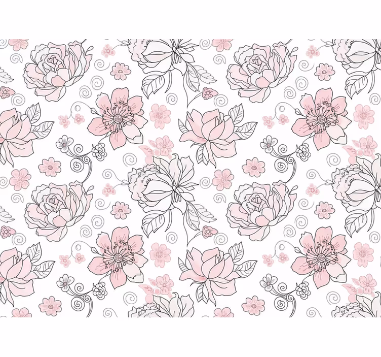 Tapete blätter florales design schwarz und pink - TenStickers