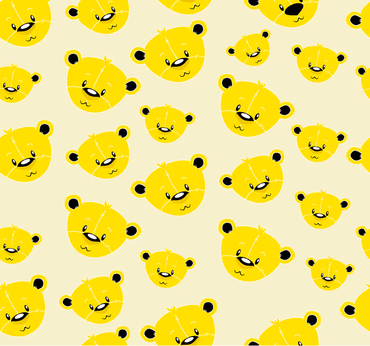 Gelbe tapete mit bärenmuster - TenStickers