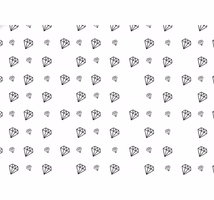Tapete weiß mit muster in schwarzen diamanten - TenStickers