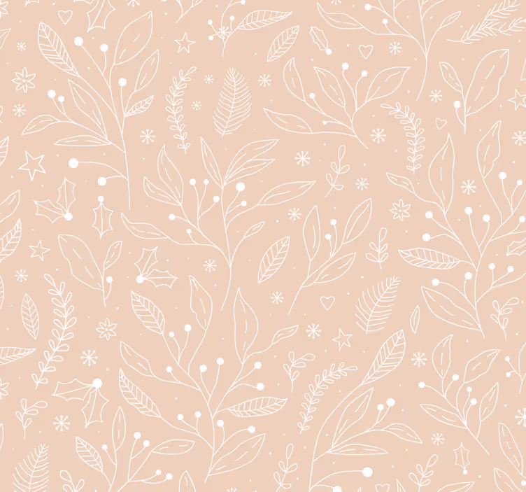 Tapete beige mit weihnachtspflanzen - TenStickers