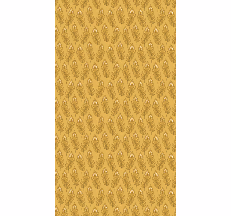 Tapete beige mit blauen blumen und zwei goldenen blüten - TenStickers
