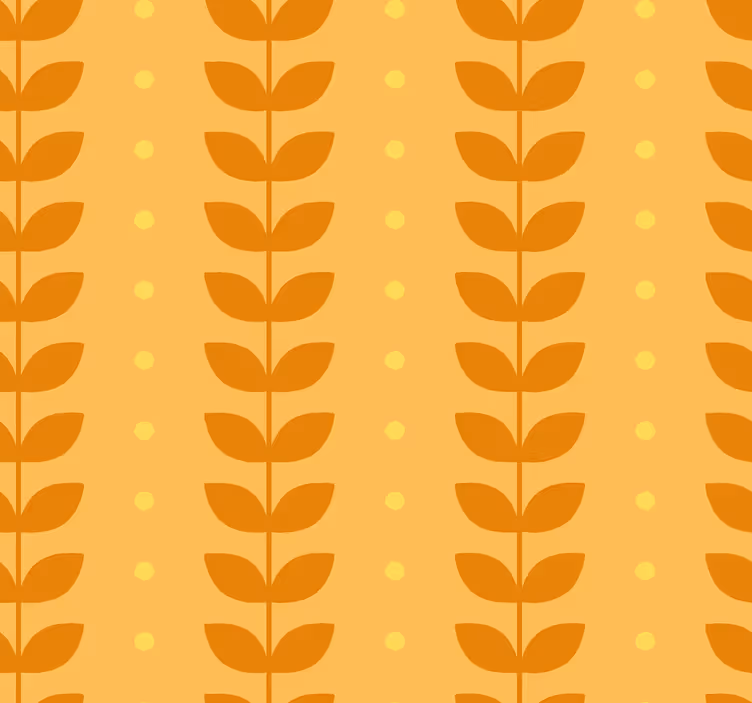 Tapete orange mit blattmuster - TenStickers
