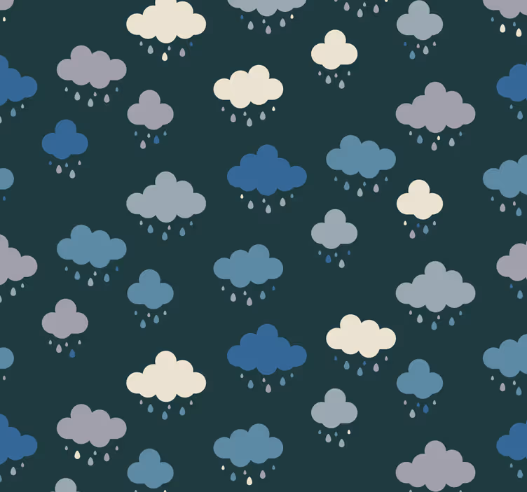 Babyzimmer Tapete bewölkte regenszene - TenStickers