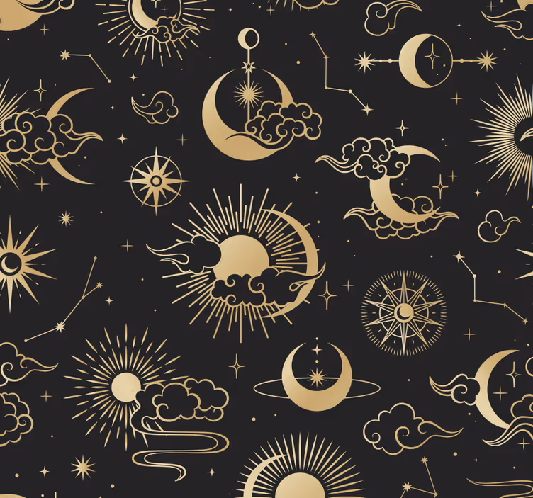 Wolken und Sterne Tapete - TenStickers