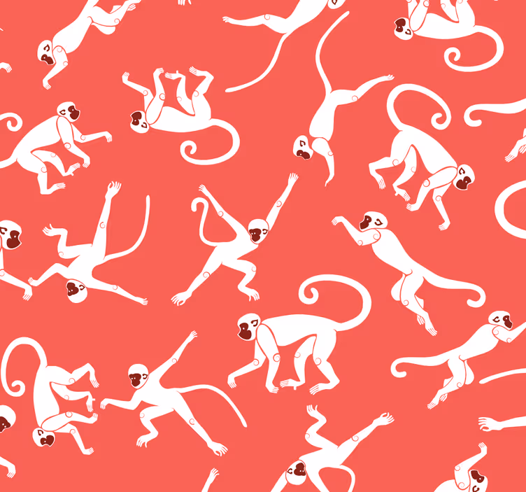 Tapete Tiere rotes affenmuster - TenStickers