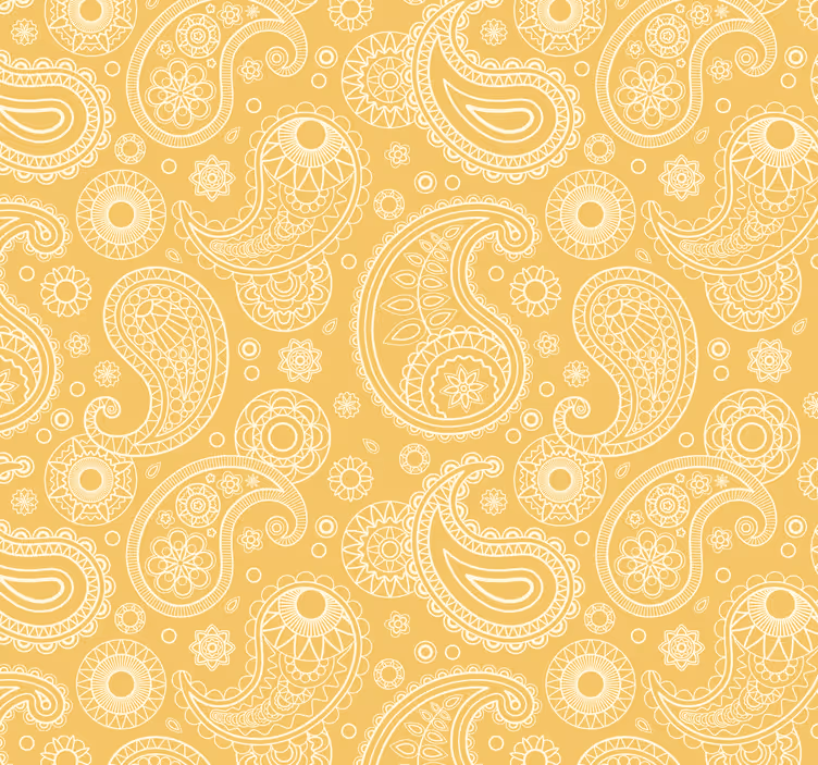 Tapete Eingang aufwendiges gelbes paisley-motiv - TenStickers