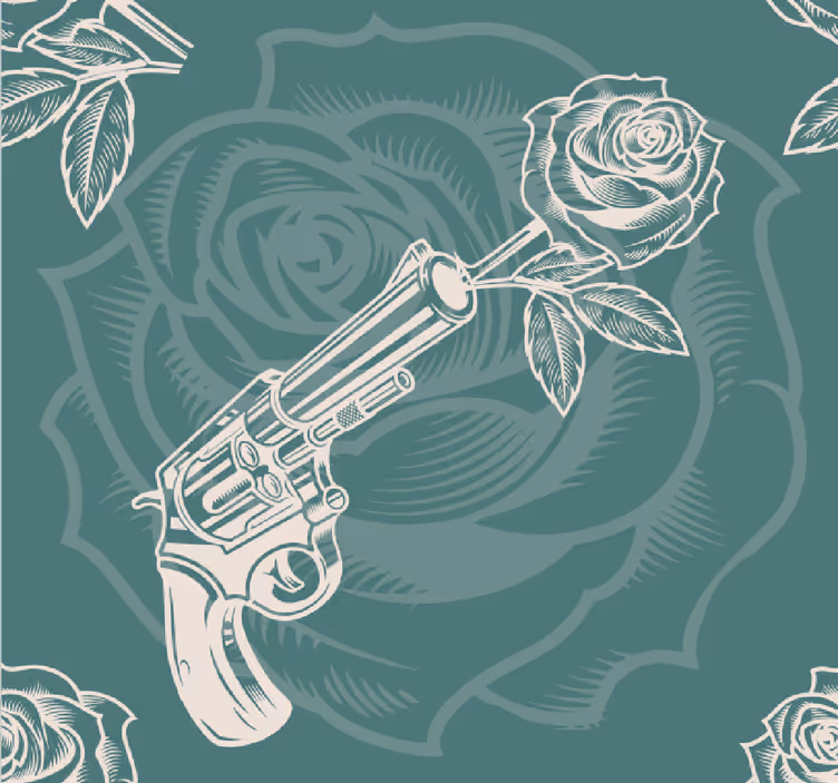 Tapete Kunst pistole mit rosen - TenStickers