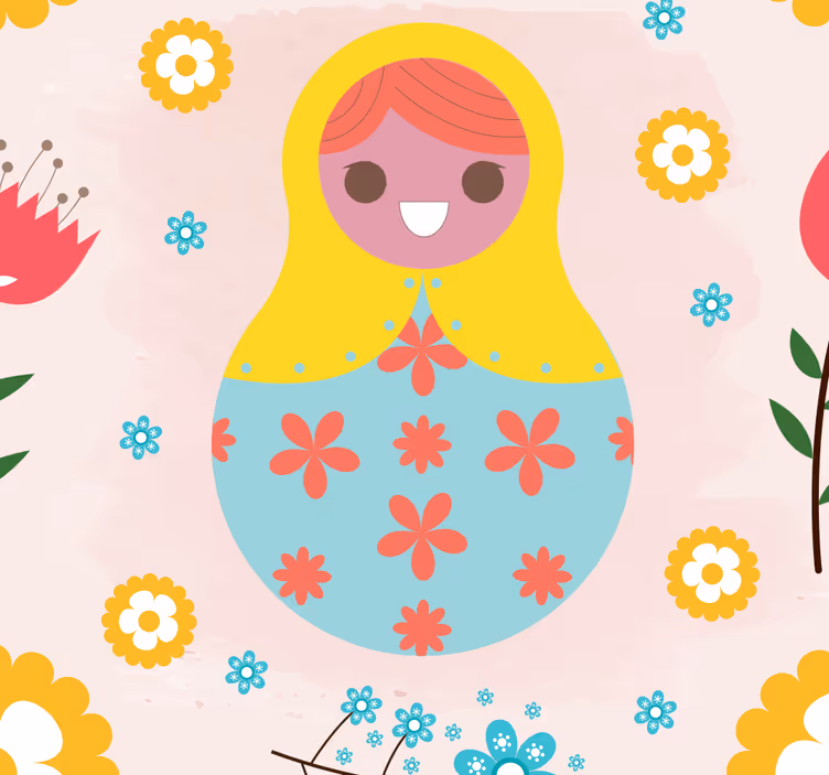 Tapete Kinderzimmer bunte russische puppen - TenStickers