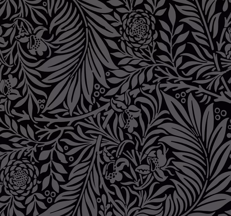 Wohnzimmer Tapete schwarze botanische blätter - TenStickers