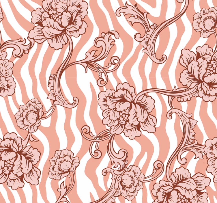 tapete mit pflanzen blumiges Ornamentmuster - TenStickers