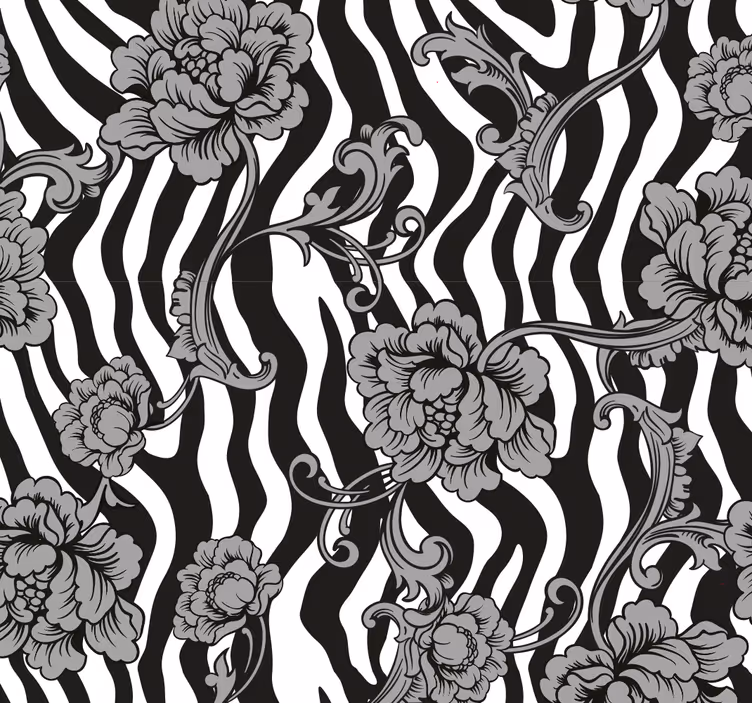 Tapete Zebra Blumenmuster auf Zebrastreifen - TenStickers