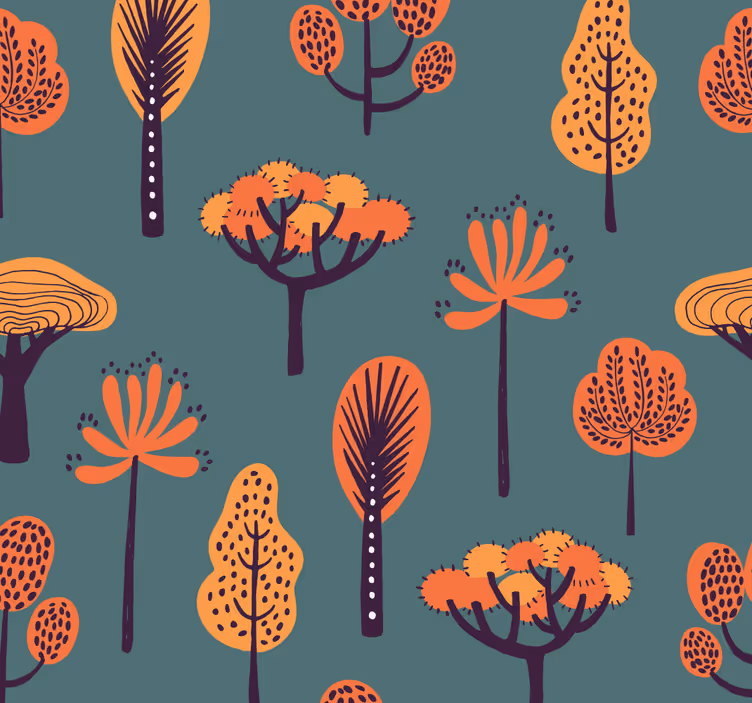 Tapete Bäume stilisierte Botanische Motive - TenStickers