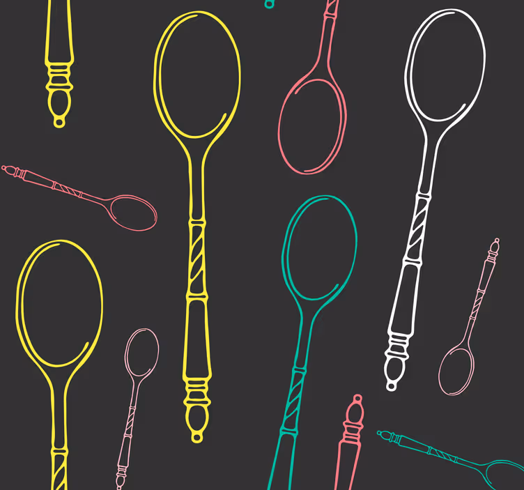 Tapete Küche neon-utensilien-skizze - TenStickers