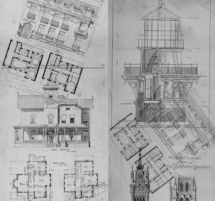 Tapete Stadt und Land architekturskizzen - TenStickers