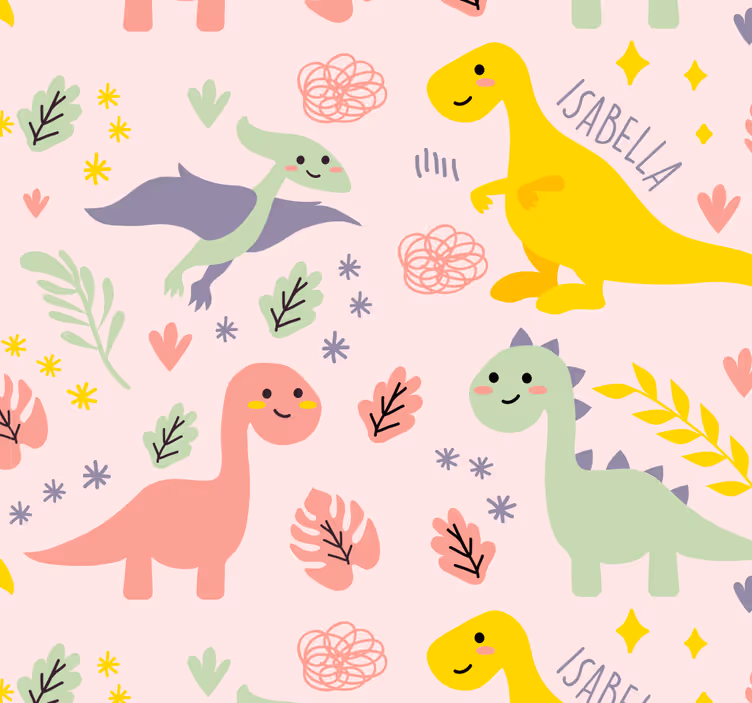 Babyzimmer Tapete verspieltes dinosaurier-thema - TenStickers