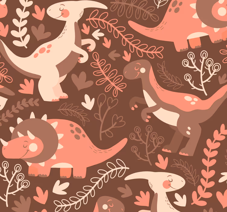 Tapete Kinderzimmer Dinosaurier und blätter - TenStickers