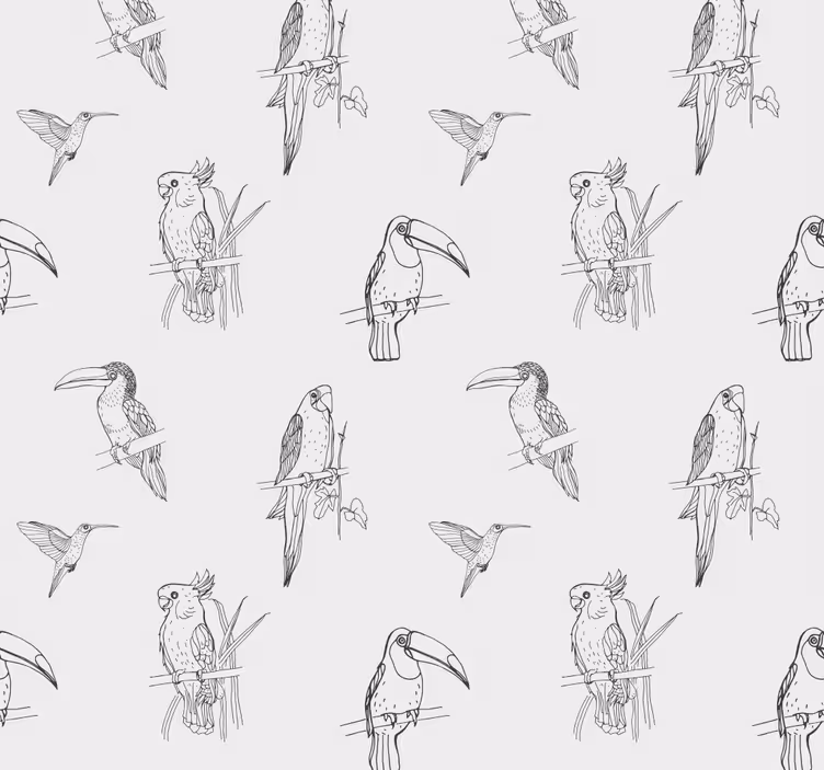 Tier Tapete Gezeichnetes vogelmuster - TenStickers
