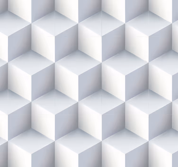 3D Tapete weißes Würfelmuster - TenStickers