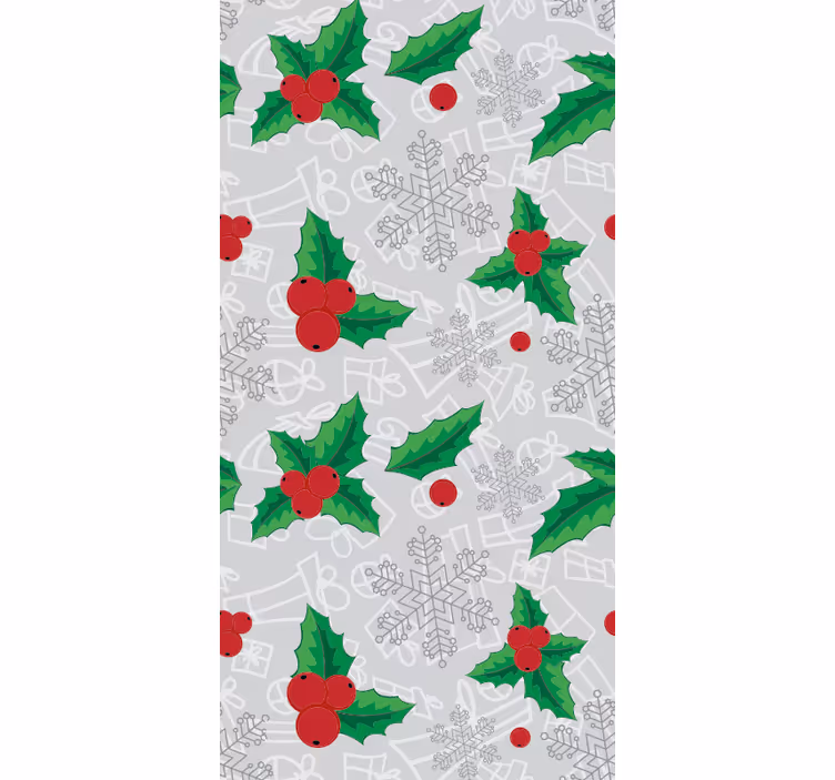 Tapete Weihnachten festliches stechpalmenmuster - TenStickers