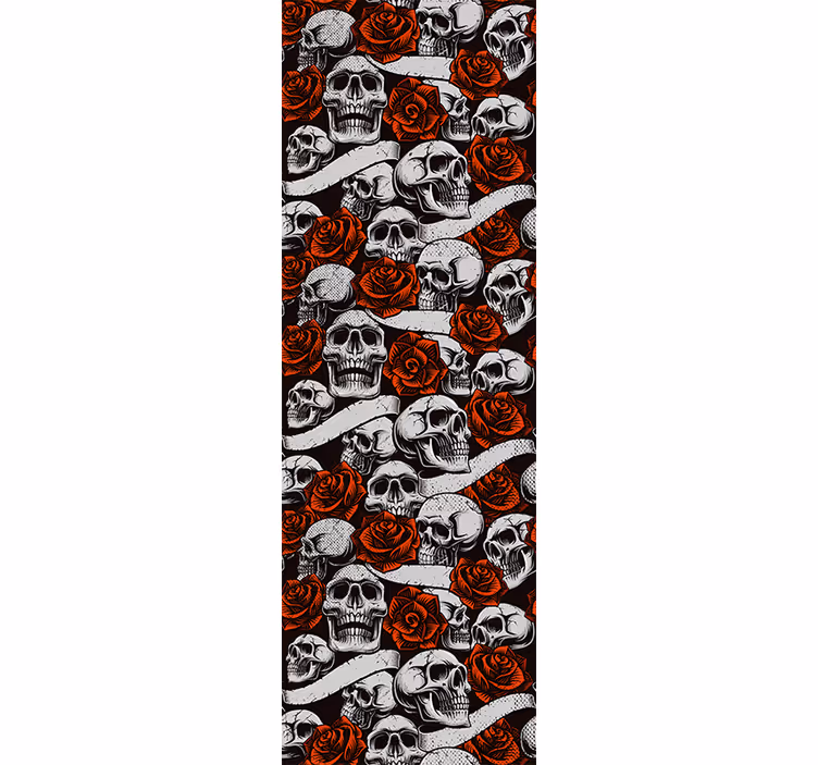 Blumentapete mit gotischen totenkopfblumen - TenStickers