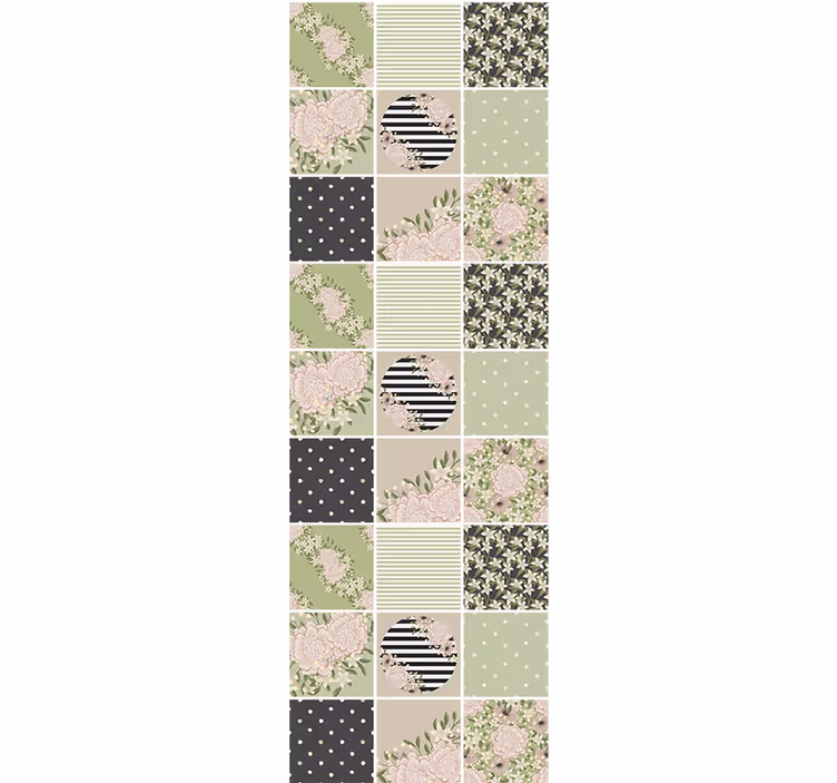 Tapete Florale Ornamente florales patchwork-design - TenStickers