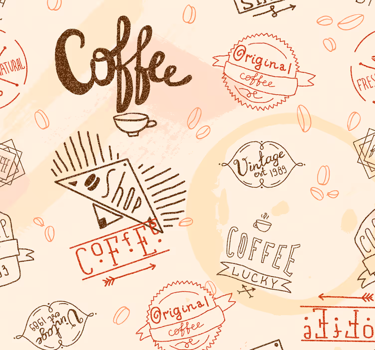 Tapete Esszimmer Kaffee-ikonen - TenStickers