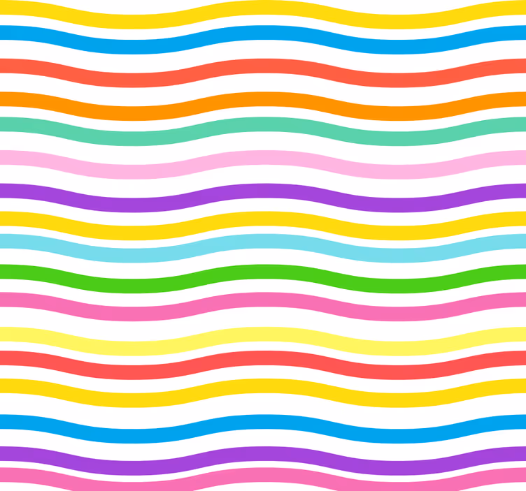 Horizontale Tapete Unregelmäßiges regenbogenstreifenmuster - TenStickers